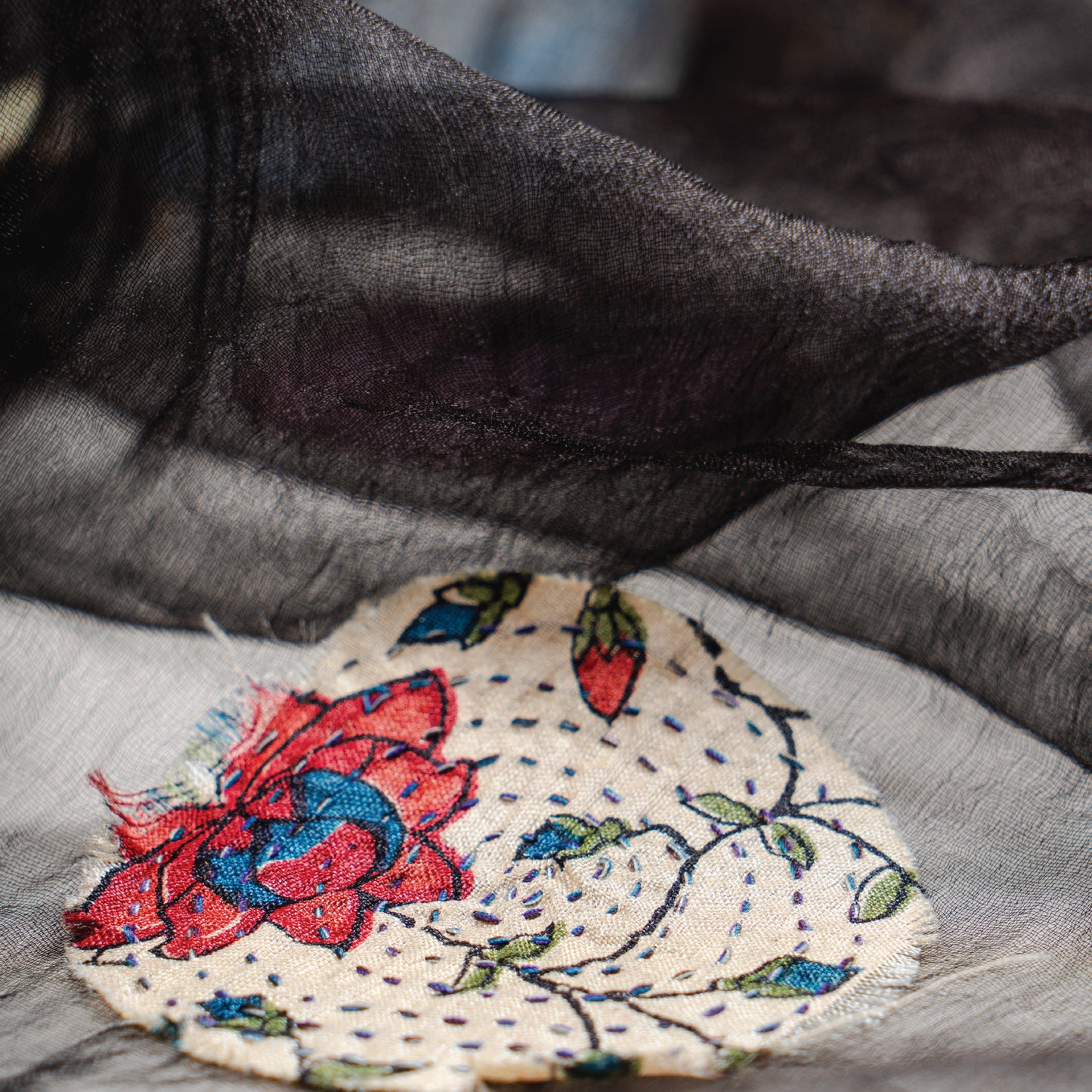 Dotted Patchwork Organza Scarf