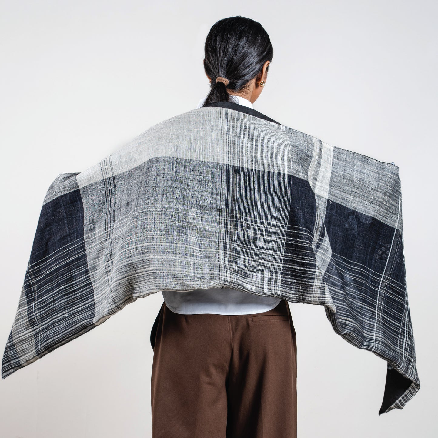 Moonlit Blooms Shibori Scarf (with woven lining on the back)