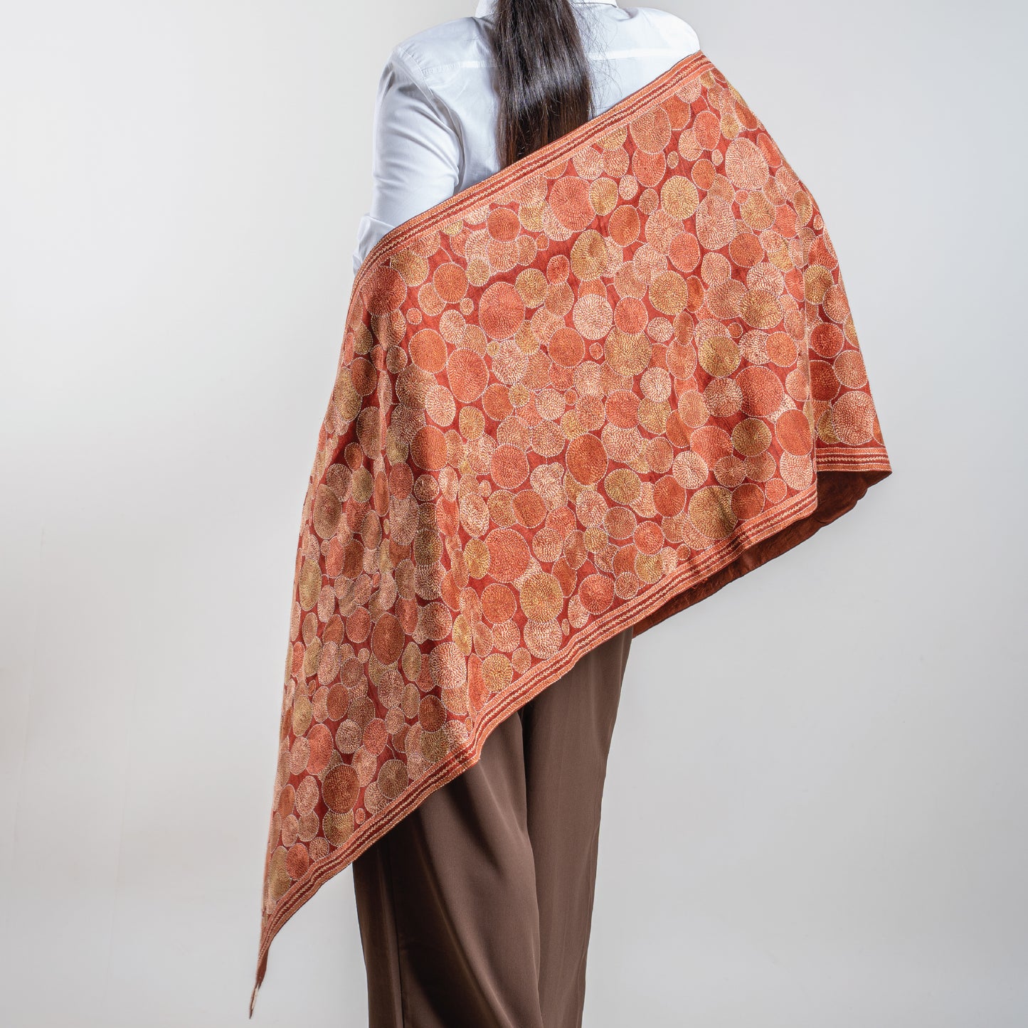 Woodland Kantha Scarf (with rust lining)