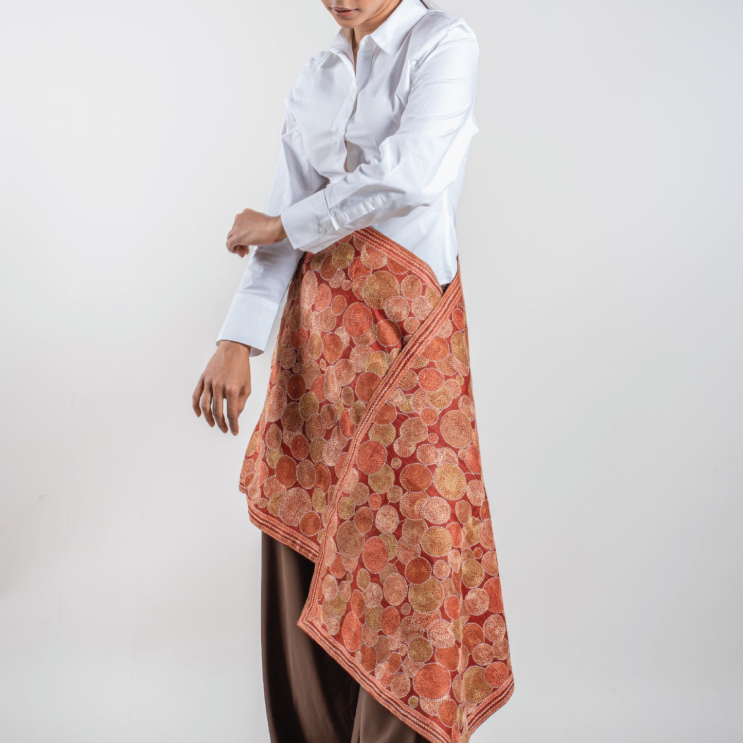 Woodland Kantha Scarf (with rust lining)