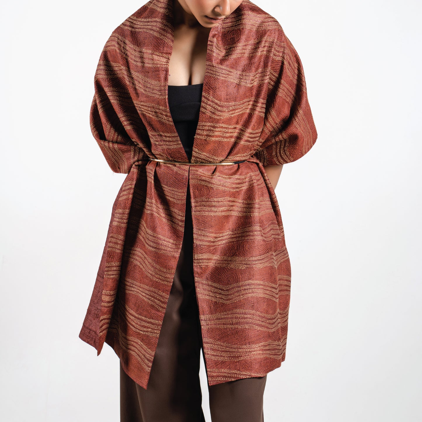 Seashore Kantha Scarf (with rust lining)
