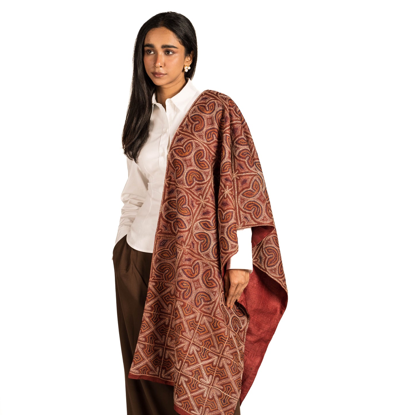 Quatrefoil Kantha Scarf (With Rust Lining)
