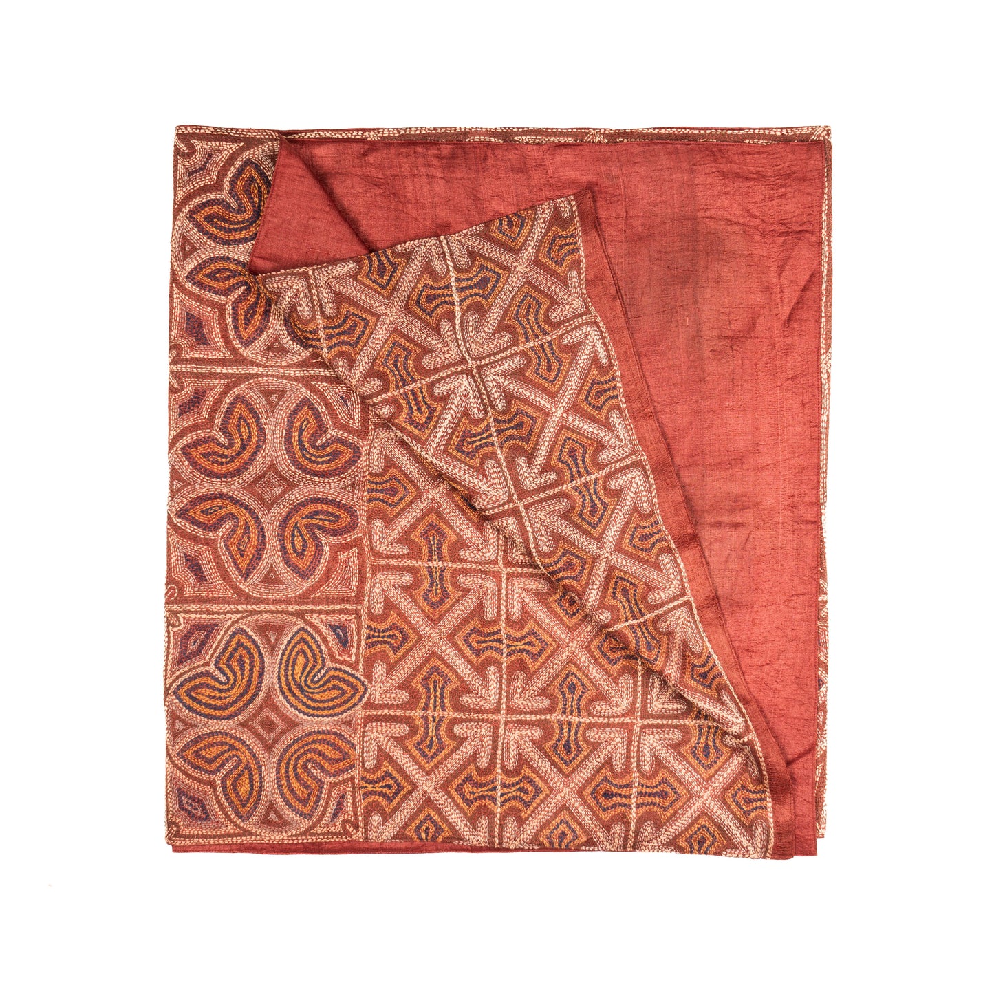 Quatrefoil Kantha Scarf (With Rust Lining)