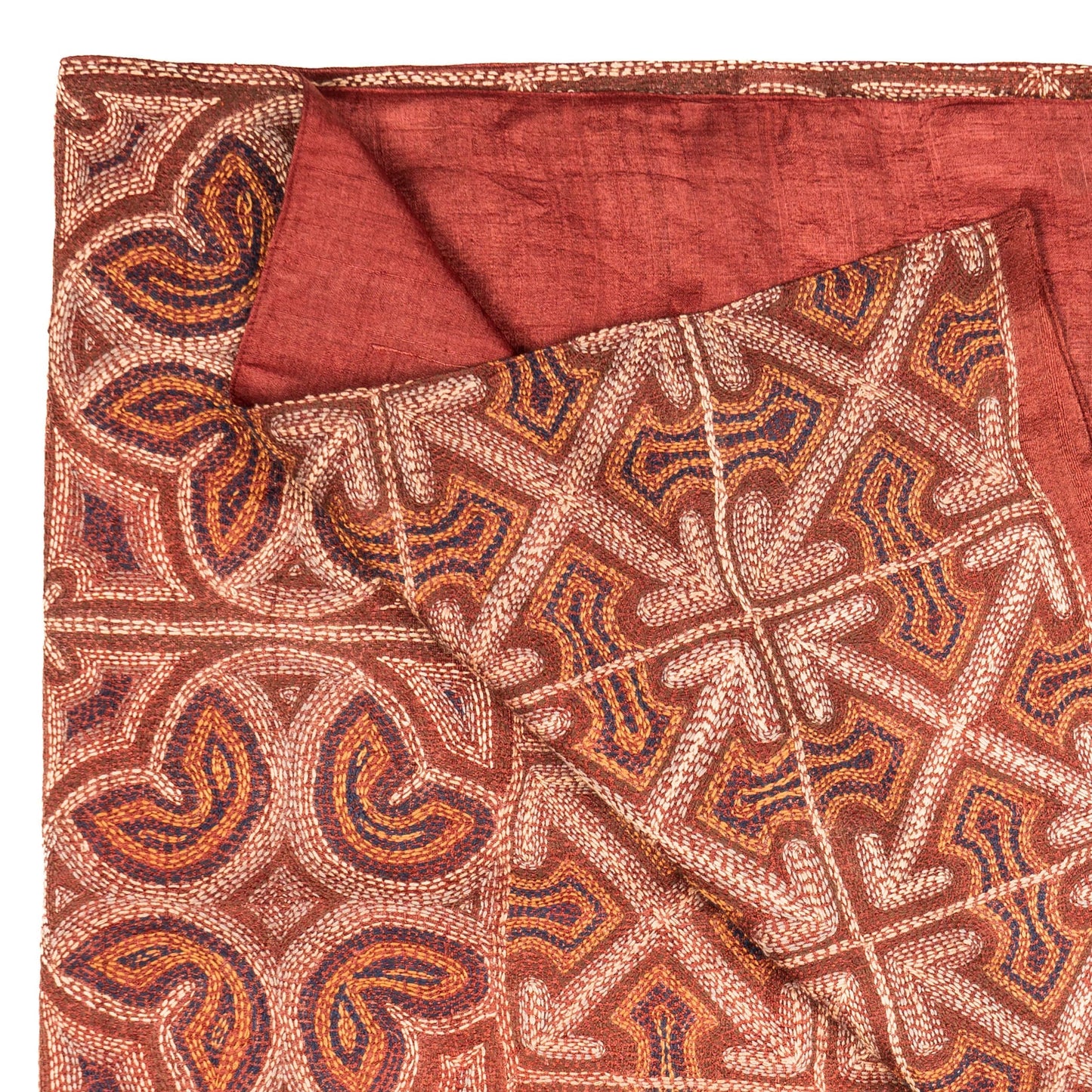 Quatrefoil Kantha Scarf (With Rust Lining)
