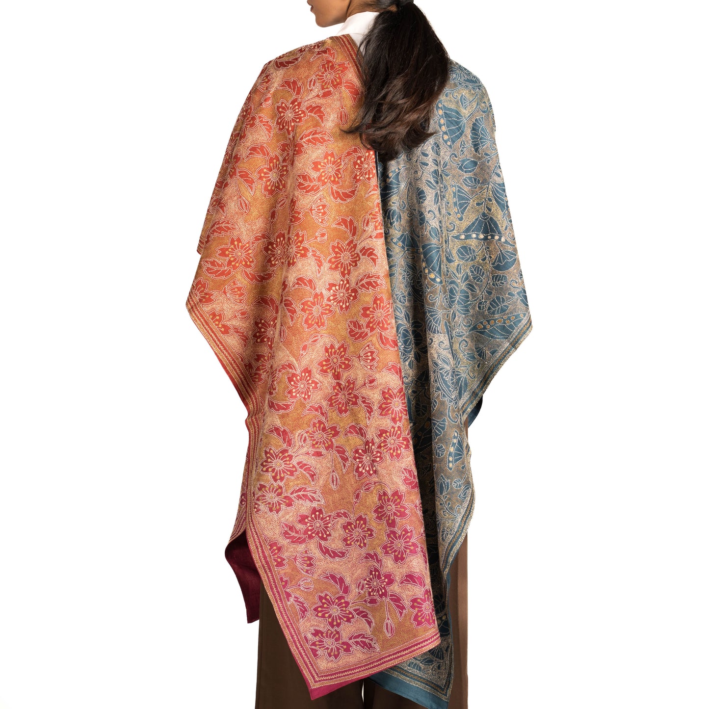 Nymphaea Kantha scarf (with Indigo Lining)