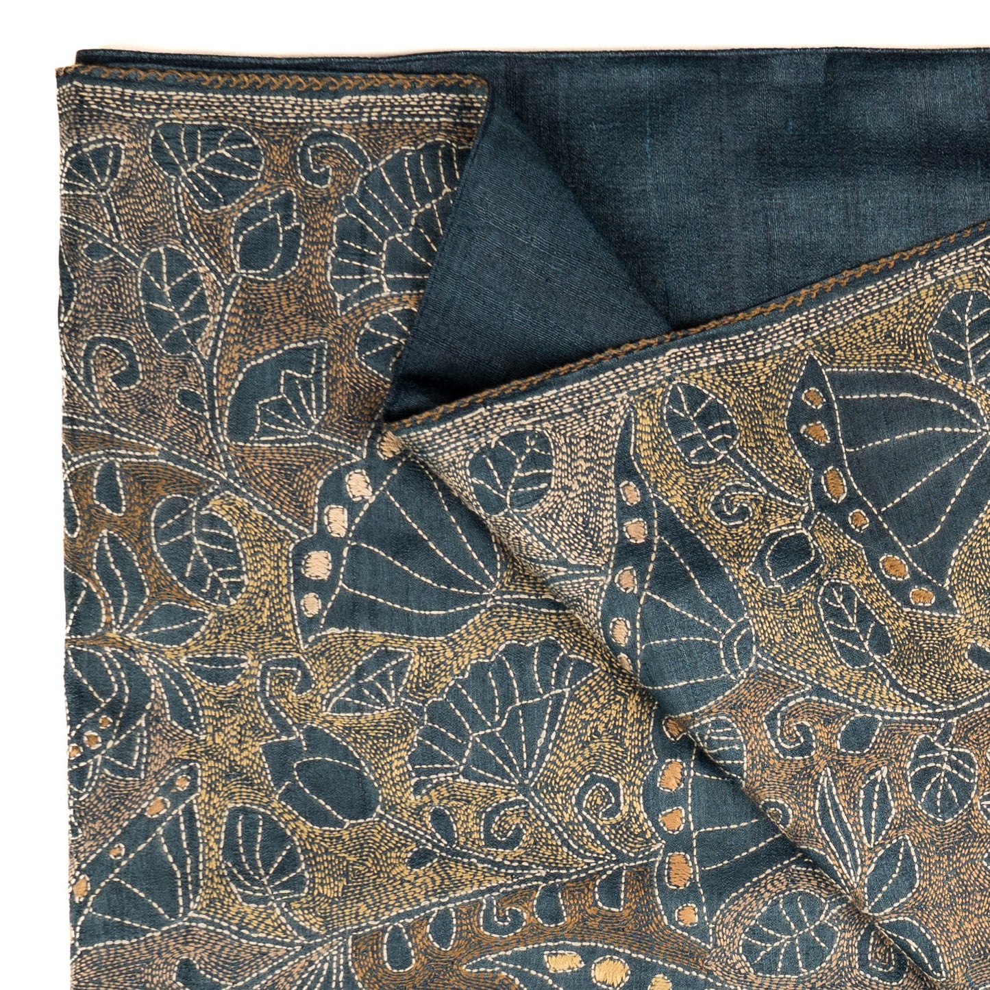 Nymphaea Kantha scarf (with Indigo Lining)