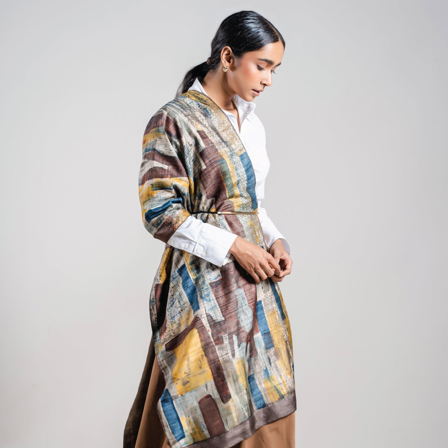 Artisanal "Kandinsky" Scarf (with pashmina lining)