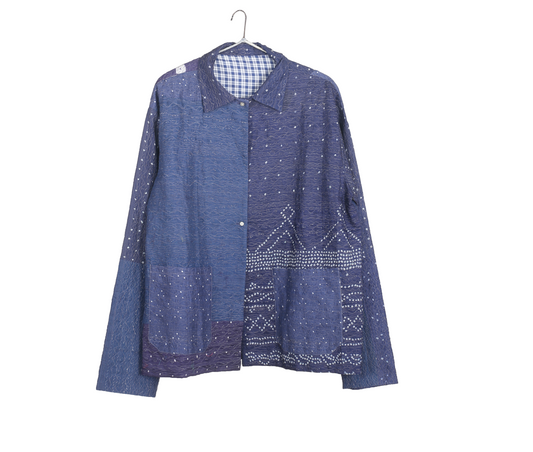 Injiri, Kanni-22 Ladies Jacket INDIGO 50% cotton 50% silk L