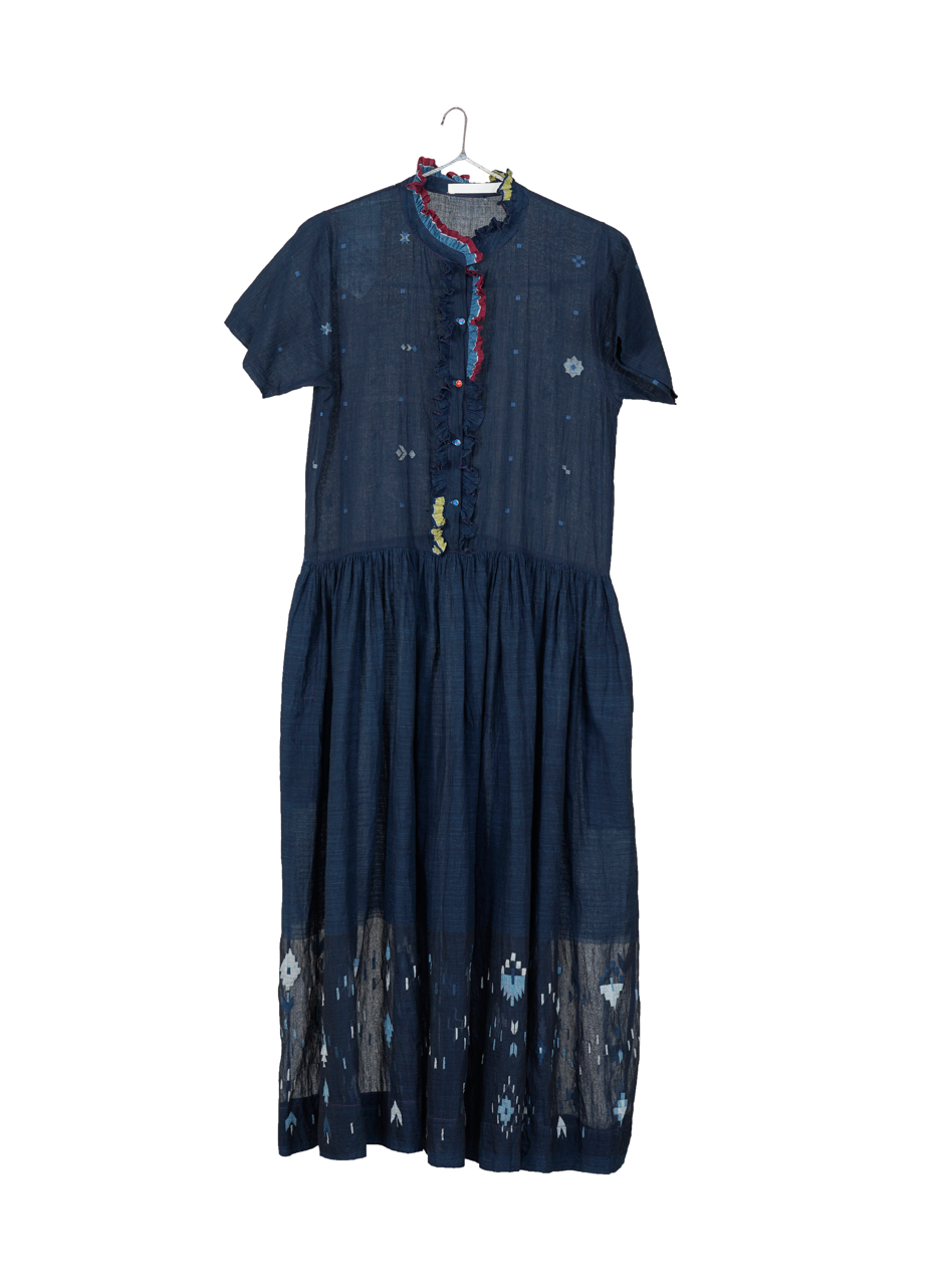 Injiri, AMBER-19 Ladies Dress INDIGO 100% Cotton S-1