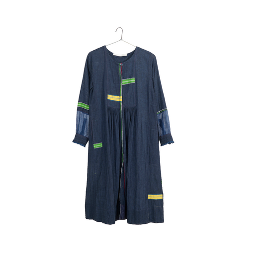 Injiri, AMBER-78 Ladies Dress INDIGO 50% Cotton, 50% Silk XS-1