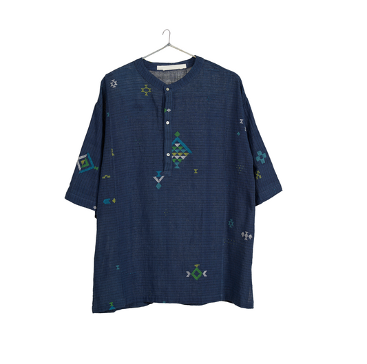 Injiri, AMBER-241 Men's Shirt INDIGO 100% Cotton XL-1