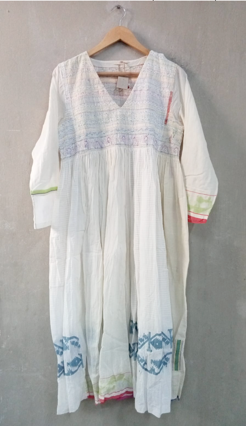 Injiri, PC-7082 Ladies Dress WHITE 100% Cotton M