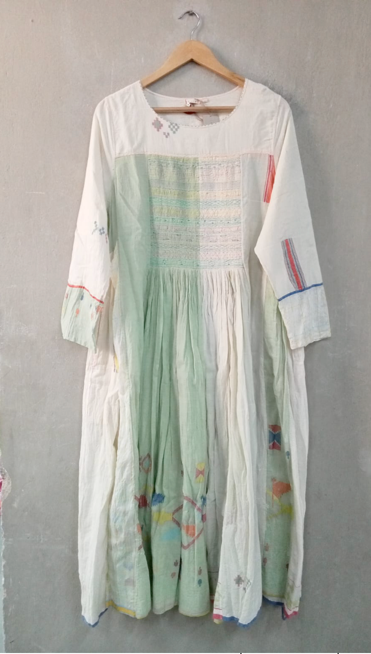 Injiri, PC-7088 Ladies Dress WHITE 100% Cotton S