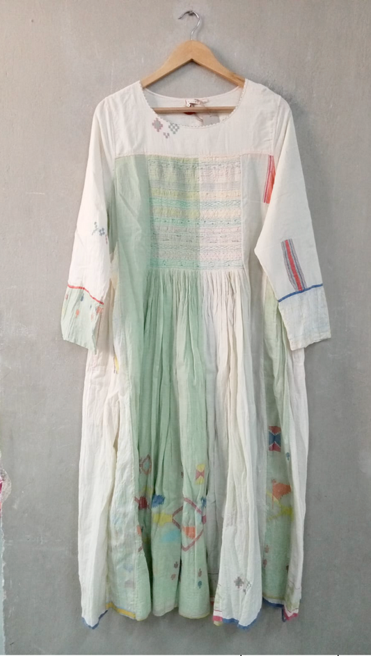 Injiri, PC-7088 Ladies Dress WHITE 100% Cotton S