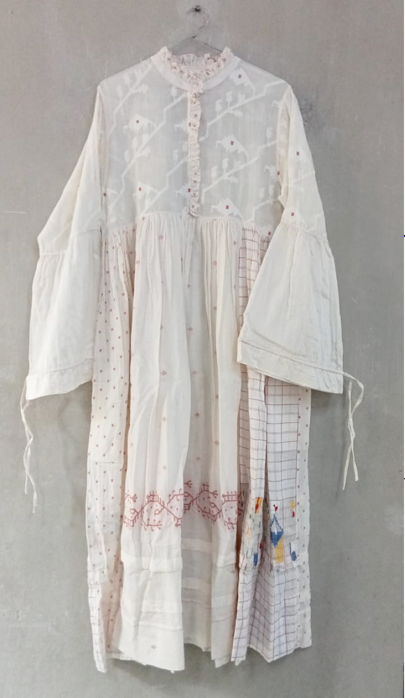 Injiri, PC-7425 Ladies Dress WHITE 100% Cotton M