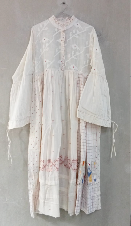 Injiri, PC-7425 Ladies Dress WHITE 100% Cotton M