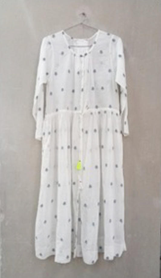 Injiri, PC-7781 Ladies Dress WHITE 100% Cotton L