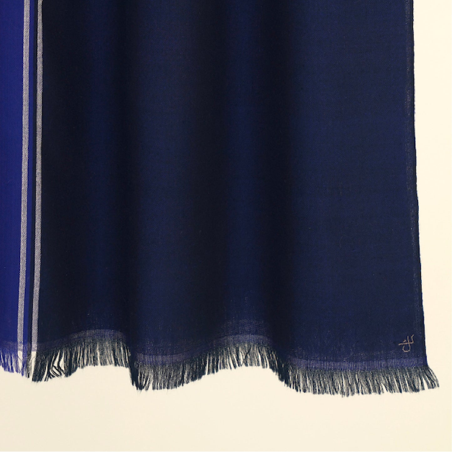 India, Kashmir Loom, Fifty-Fifty Aubergine Pilot Silver Shawl