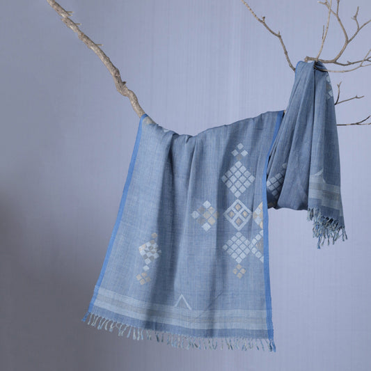 India, Karomi Crafts & Textile, Barfi Stole (Indigo)