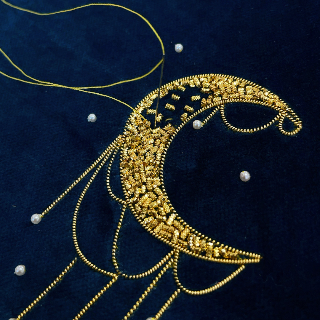 Tuesday 30 September, 10.30-5 p.m.: Studio Tour and Workshop: Celestial Moon Goldwork Embroidery with Hand & Lock