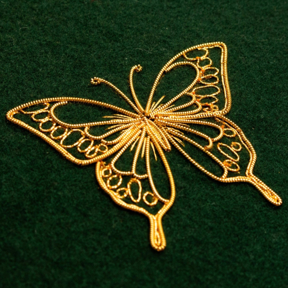 Tuesday 23 September, 10.30-5 p.m.: Studio Tour and Workshop: Filigree Butterfly Goldwork Embroidery with Hand & Lock