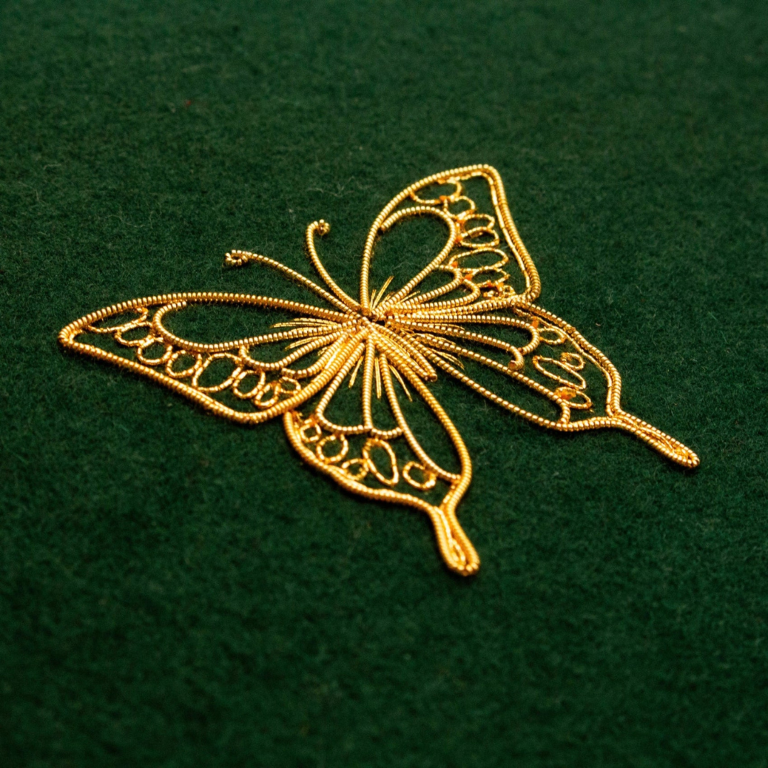 Tuesday 23 September, 10.30-5 p.m.: Studio Tour and Workshop: Filigree Butterfly Goldwork Embroidery with Hand & Lock