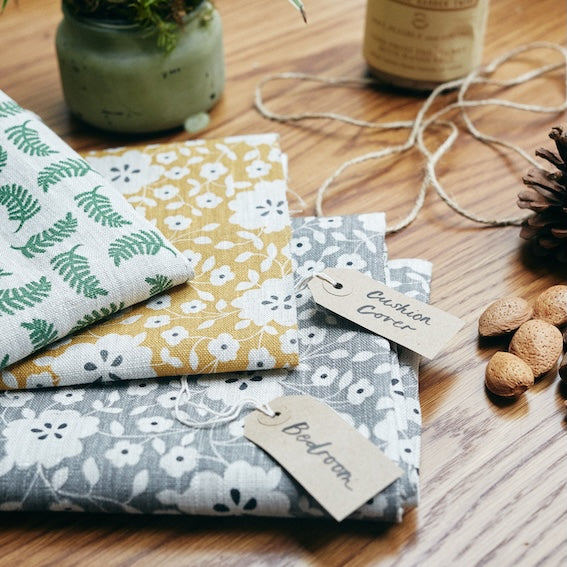 Win Hand Printed Linen from Madder Cutch & Co.