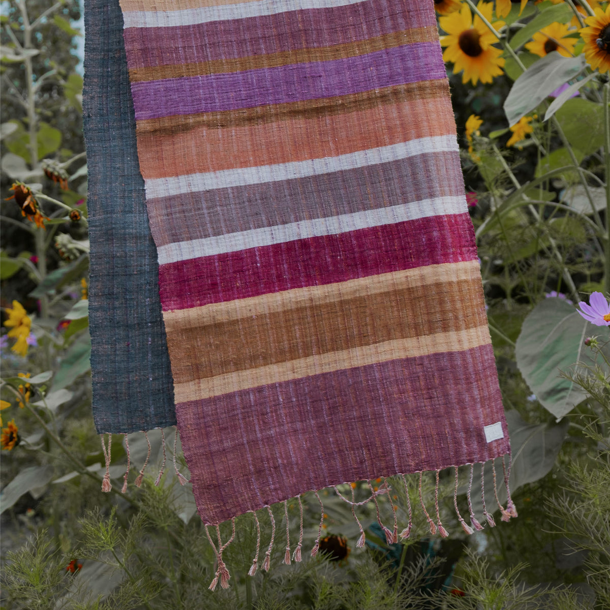 India, We are KAL, Striped Eri Silk Scarf, Grey
