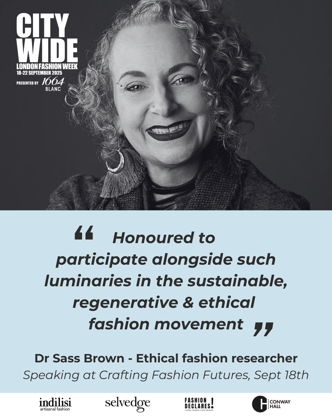 Thursday 18 September, 11-5 p.m.: Symposium: Crafting Regenerative Fashion and Textile Futures with Safia Minney