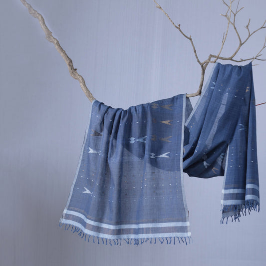 India, Karomi Crafts & Textile, Trishool Stole (Indigo)