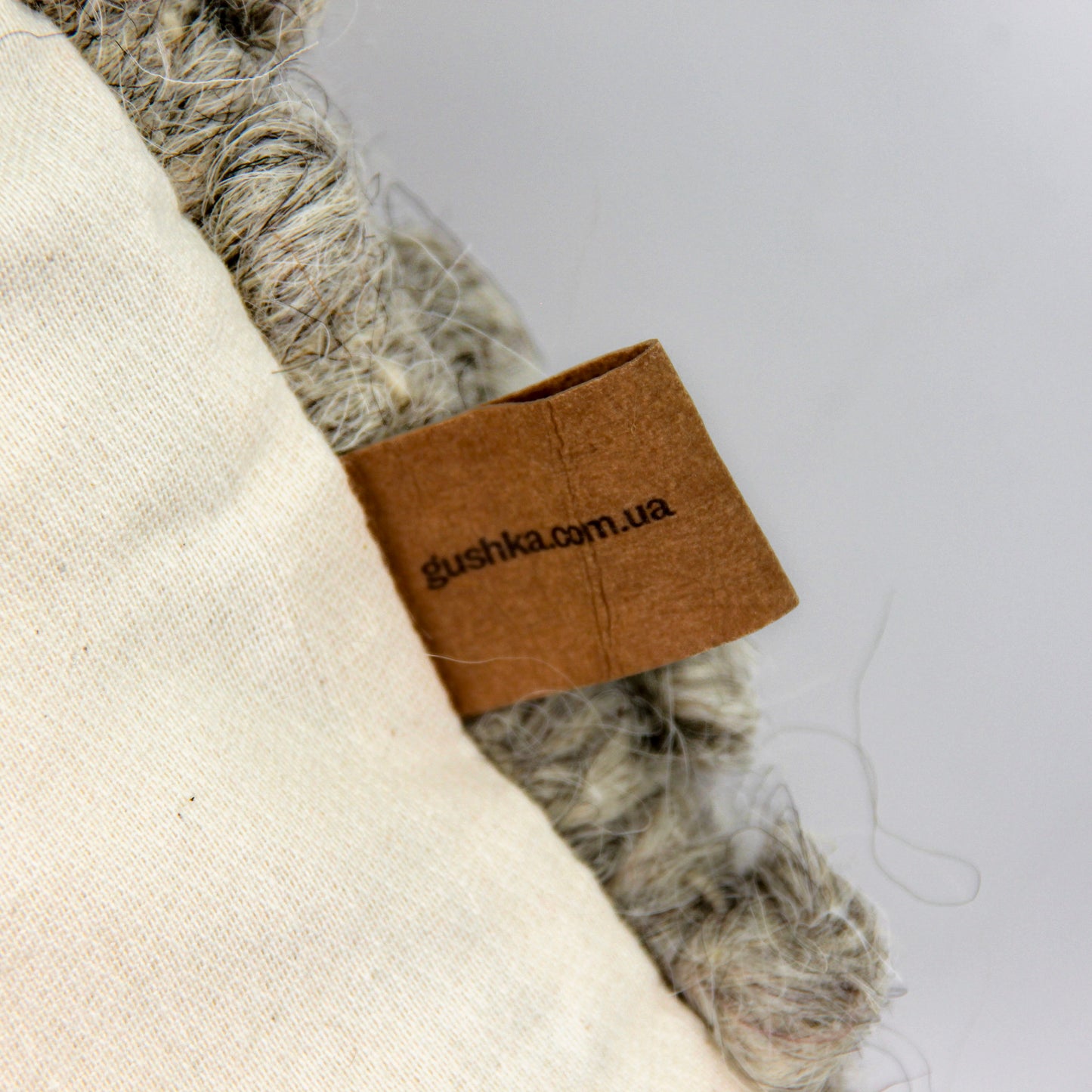 Ukraine, Gushka, Handwoven Grey Pillow (UK)