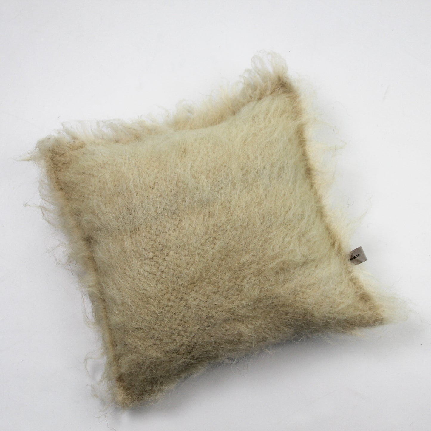 Ukraine, Gushka, Handwoven Shaggy Pillow (Cream) (UK)