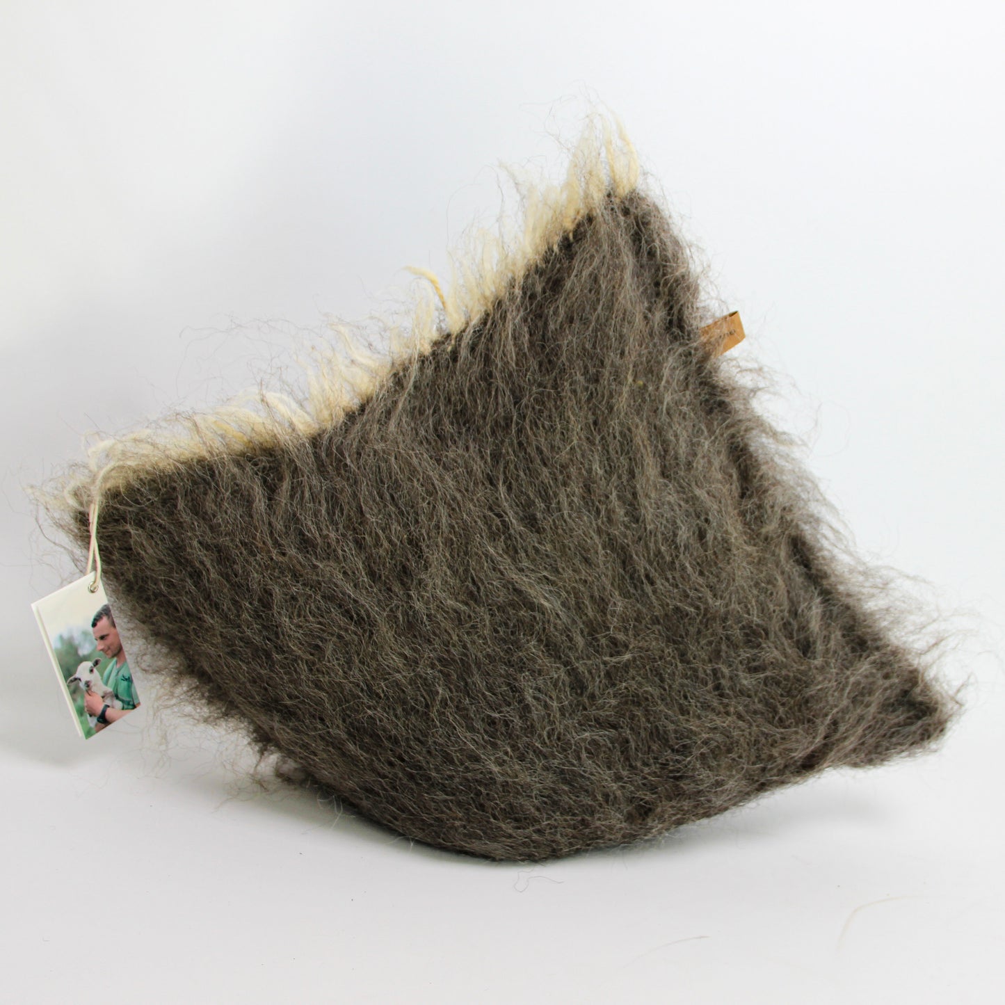 Ukraine, Gushka, Handwoven Shaggy Pillow (Dark Grey) (UK)