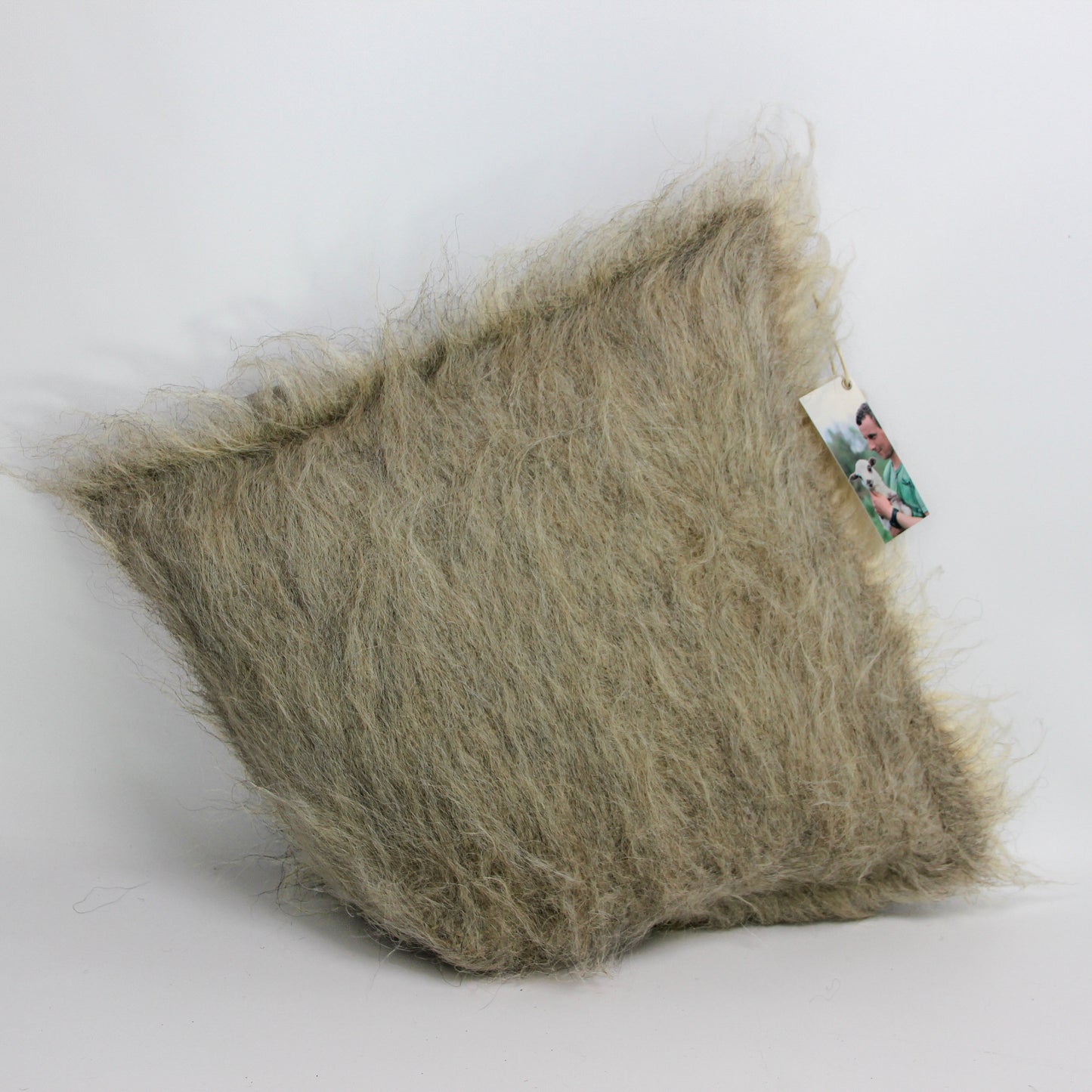 Ukraine, Gushka, Handwoven Shaggy Pillow (Light Grey) (UK)