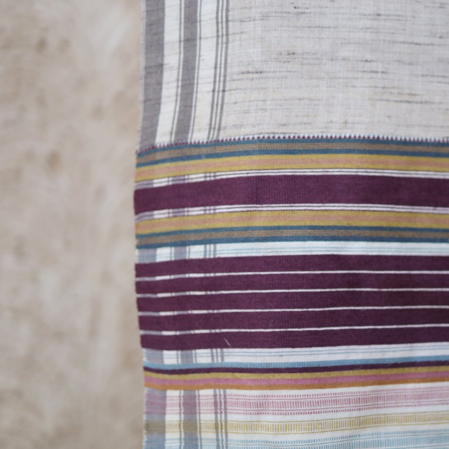 India, Vankar Vishram Valji Weaving, Shawl Handwoven in �Fine Cotton Warp Tassar Silk Weft