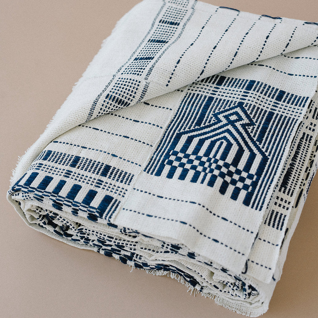 Ivory Coast & USA, Five Six Textiles, Artisanal Bedspread Indigo
