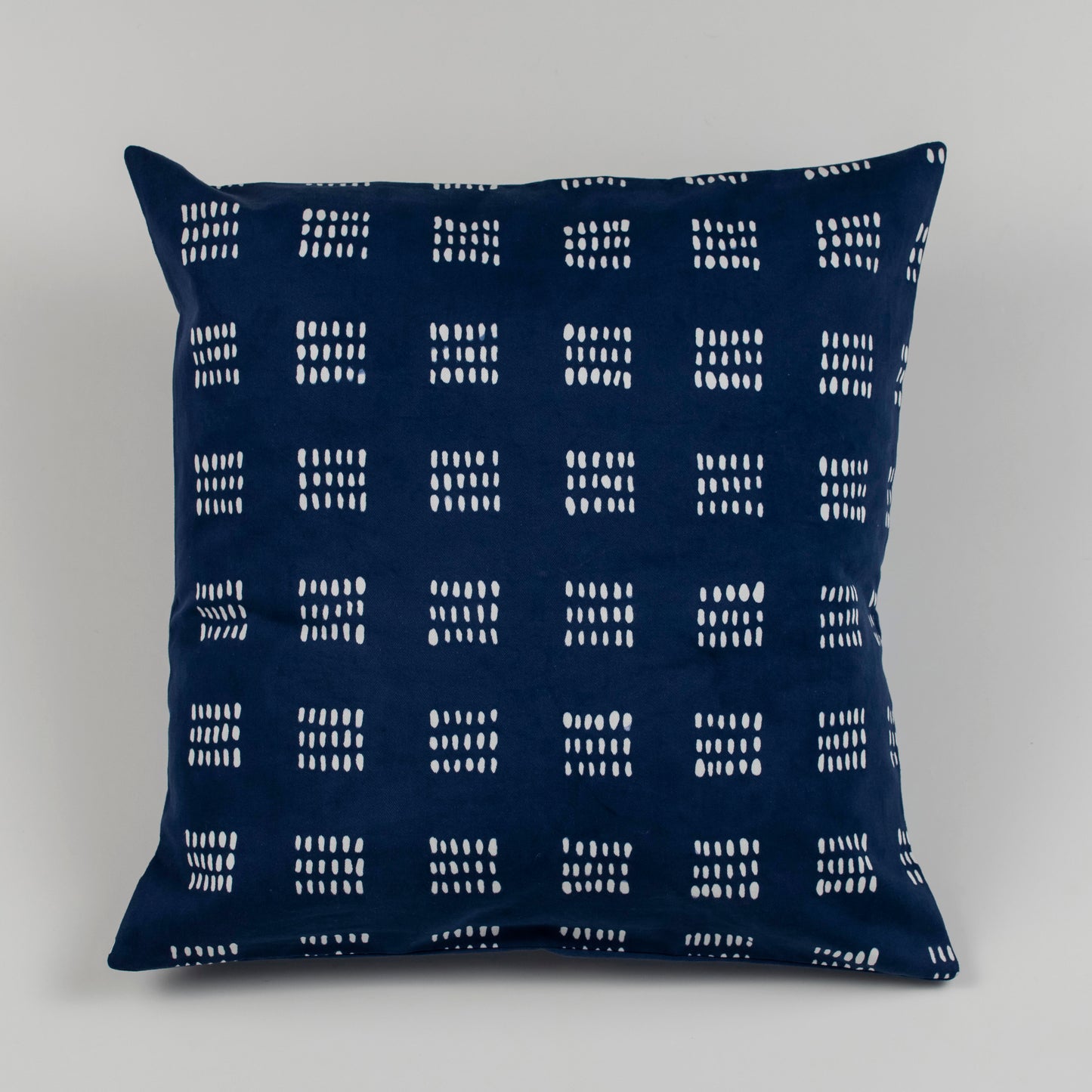 Eswatini & Norway, Baobab Batik, Indigo Rain Squares Cushion Cover