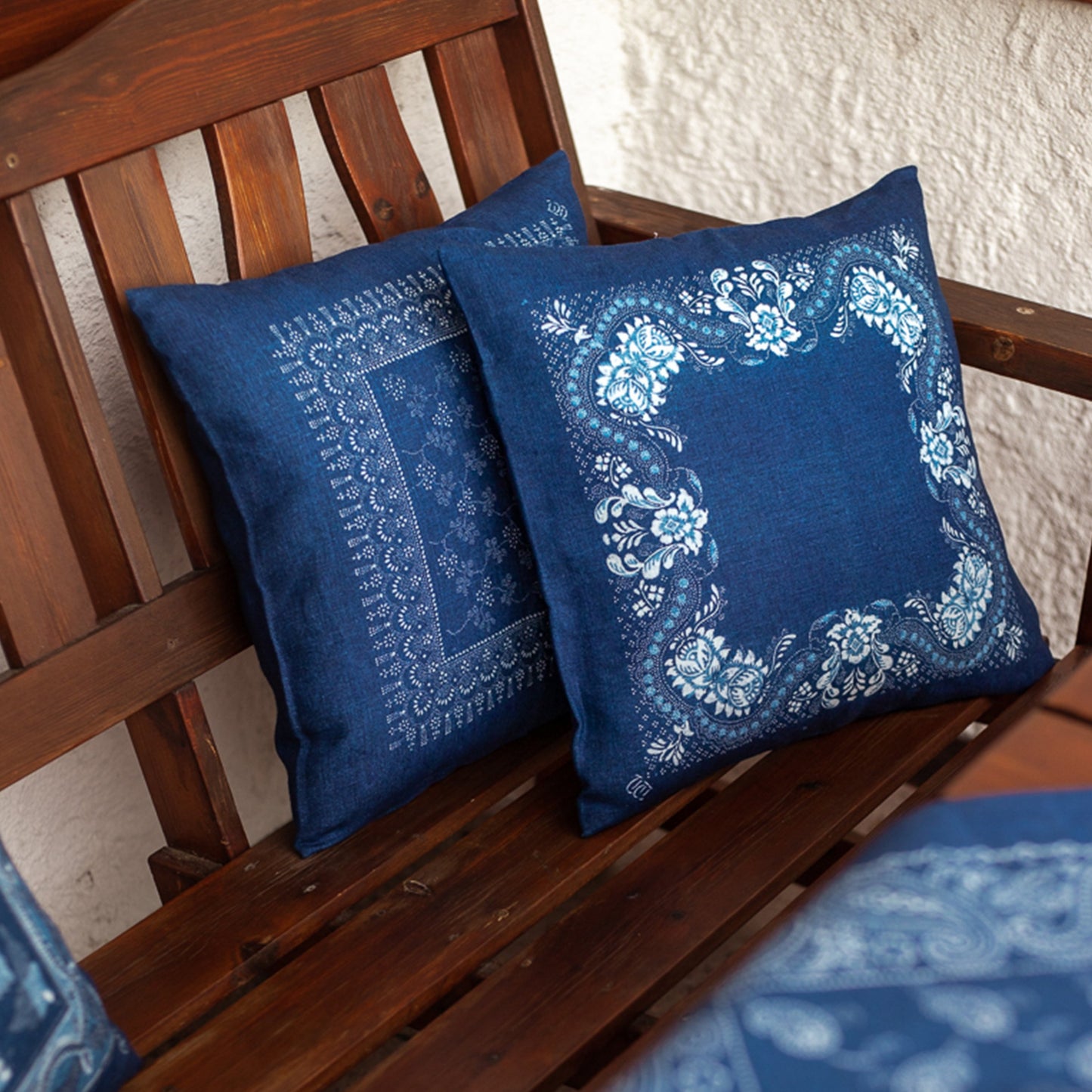 Austria, Karl and Maria Wagner, Blaudruck Vergissmeinnicht Print Pillowcase