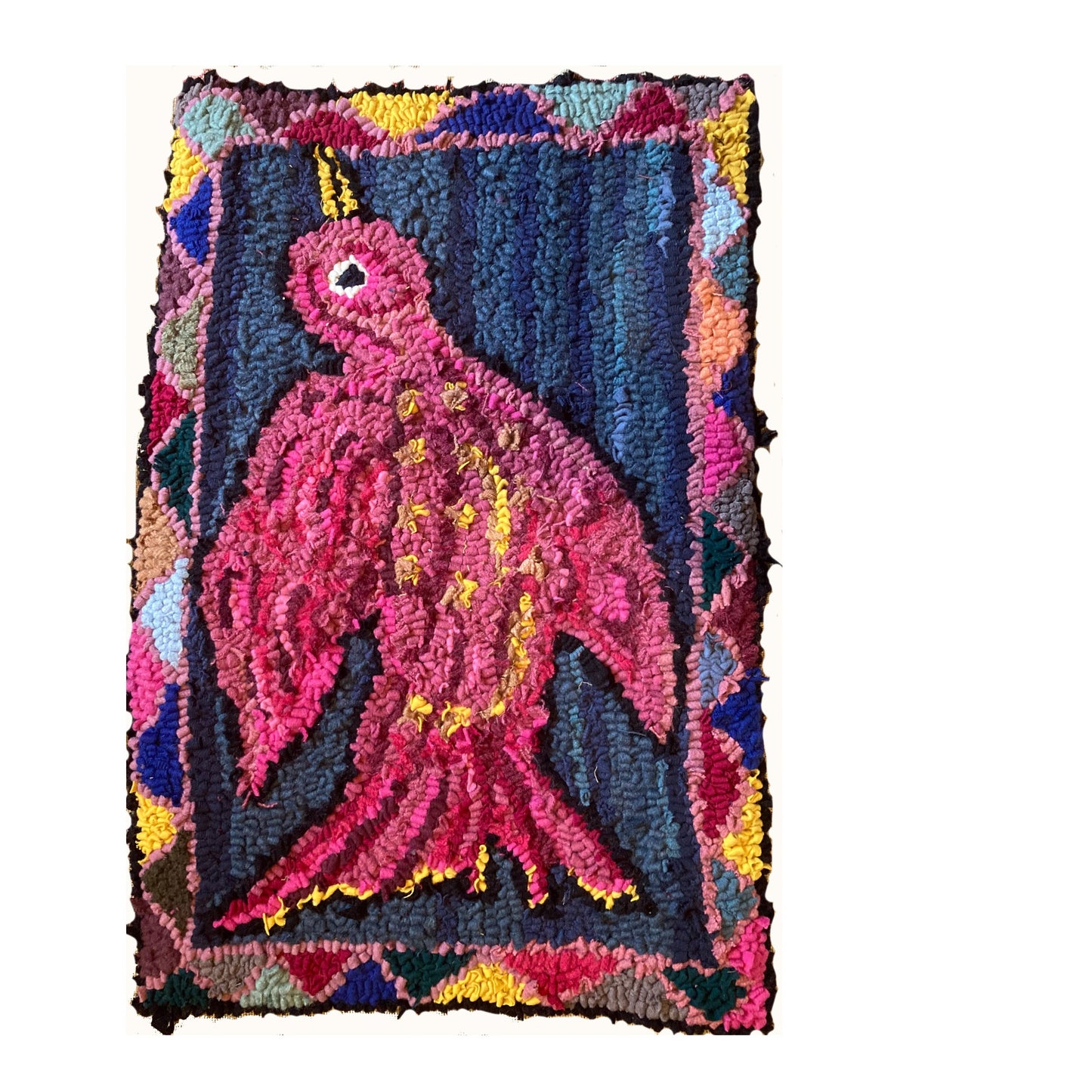 England, Lu Mason, 'Pink Bird' Rag Rug