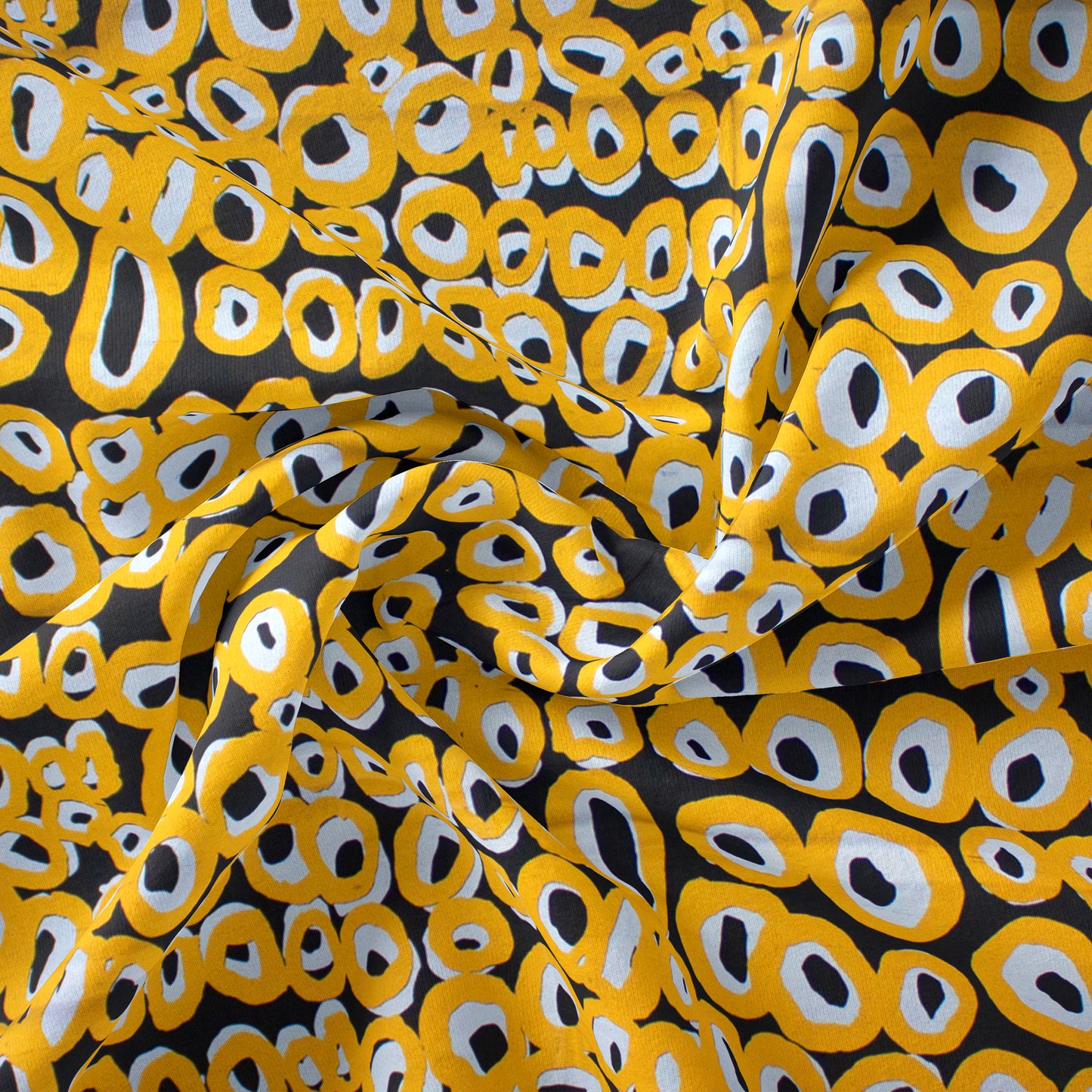 Australia, Alice Nampitjinpa Dixon / Ikuntji Artists, Rockholes Fabric - Silver & Gold (Black Silk)