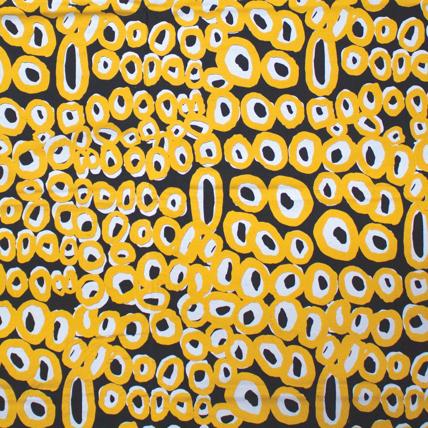 Australia, Alice Nampitjinpa Dixon / Ikuntji Artists, Rockholes Fabric - Silver & Gold (Black Silk)