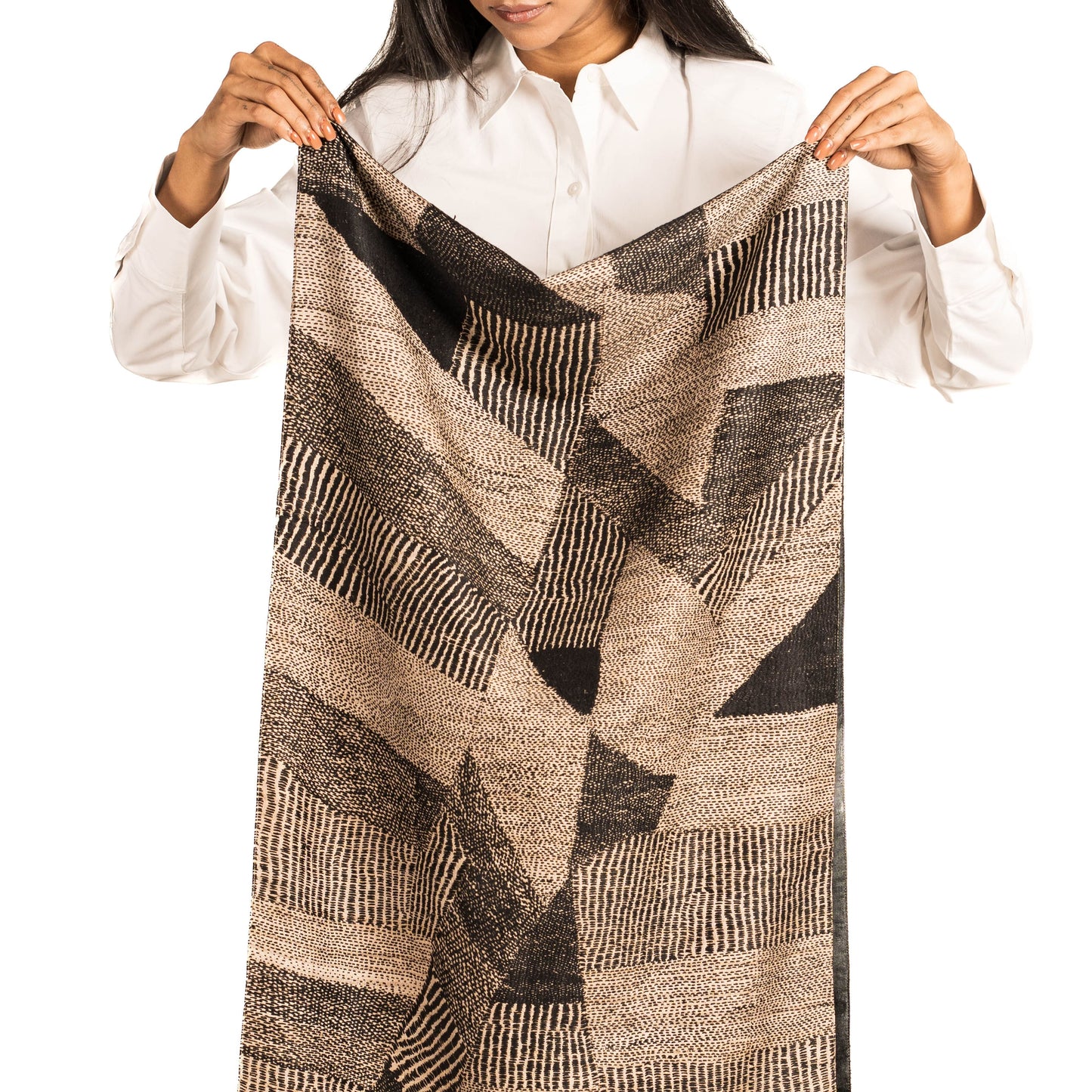 Monochrome Terrain Kantha Scarf
