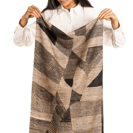 Monochrome Terrain Kantha Scarf