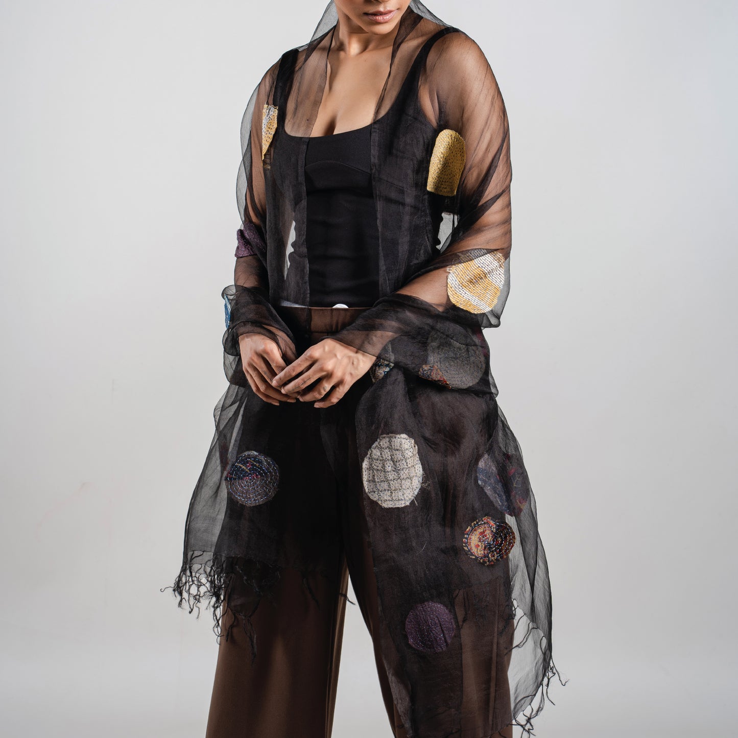 Dotted Patchwork Organza Scarf
