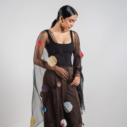 Dotted Patchwork Organza Scarf