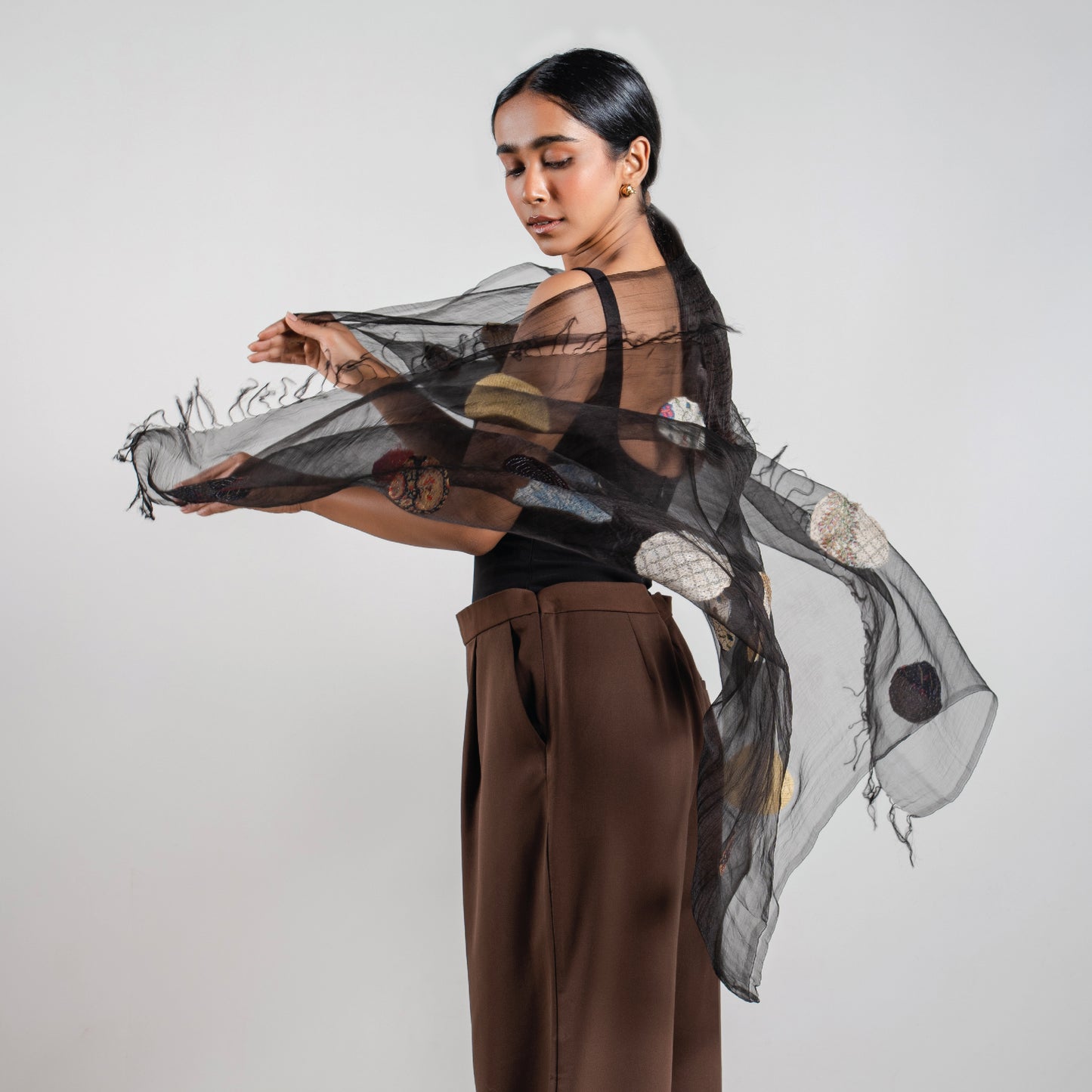 Dotted Patchwork Organza Scarf