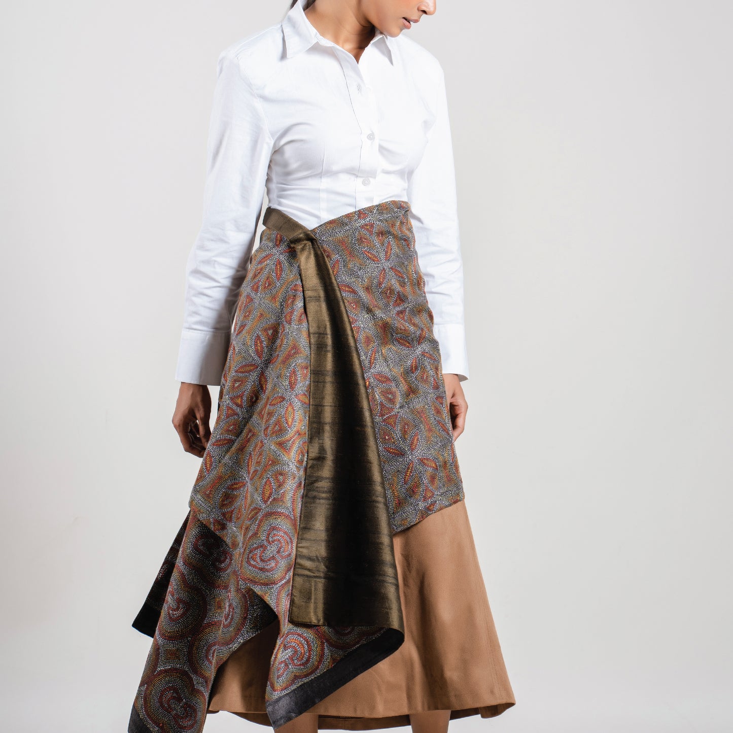 Monsoon Blossoms Kantha Scarf (with indigo-green lining)