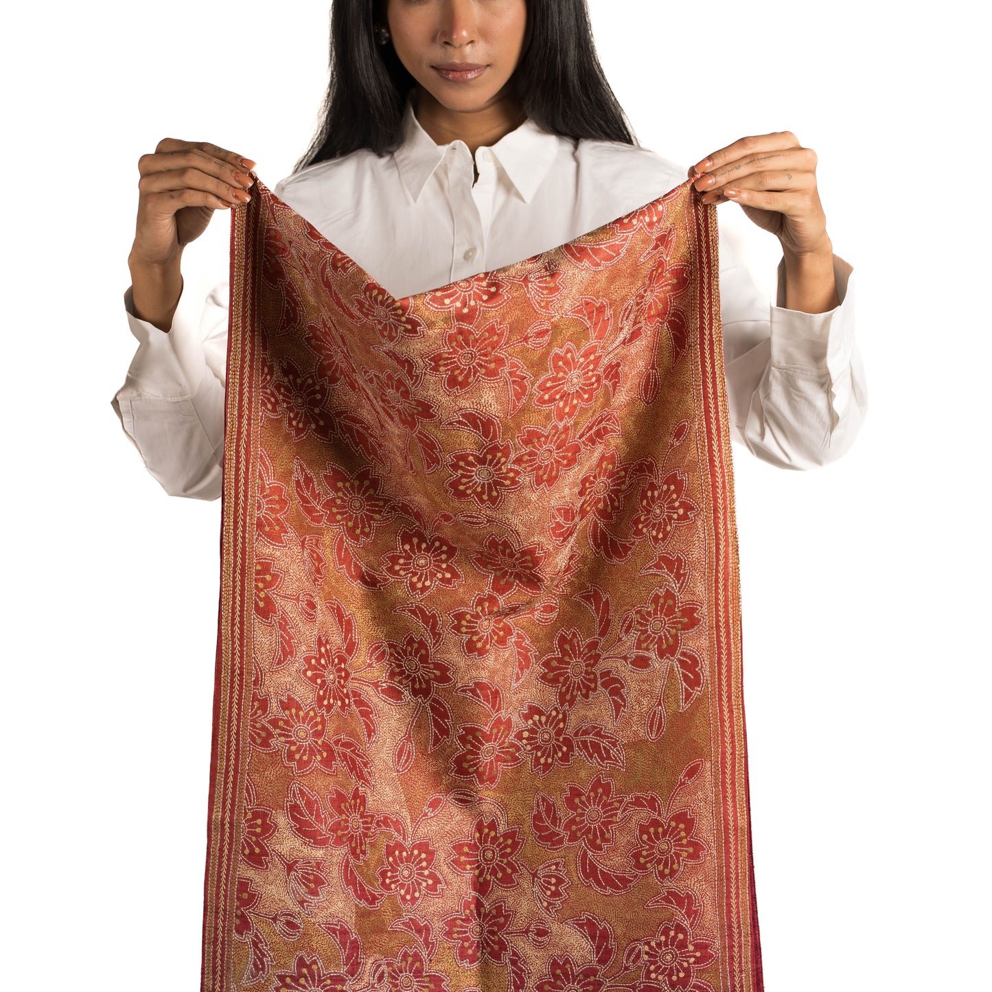 Bouquet of Hibiscus Kantha Scarf