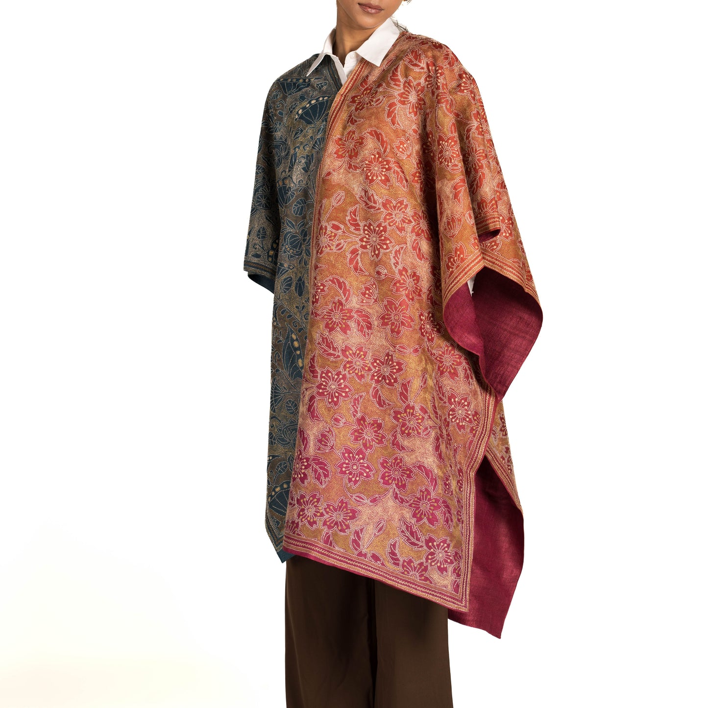 Bouquet of Hibiscus Kantha Scarf