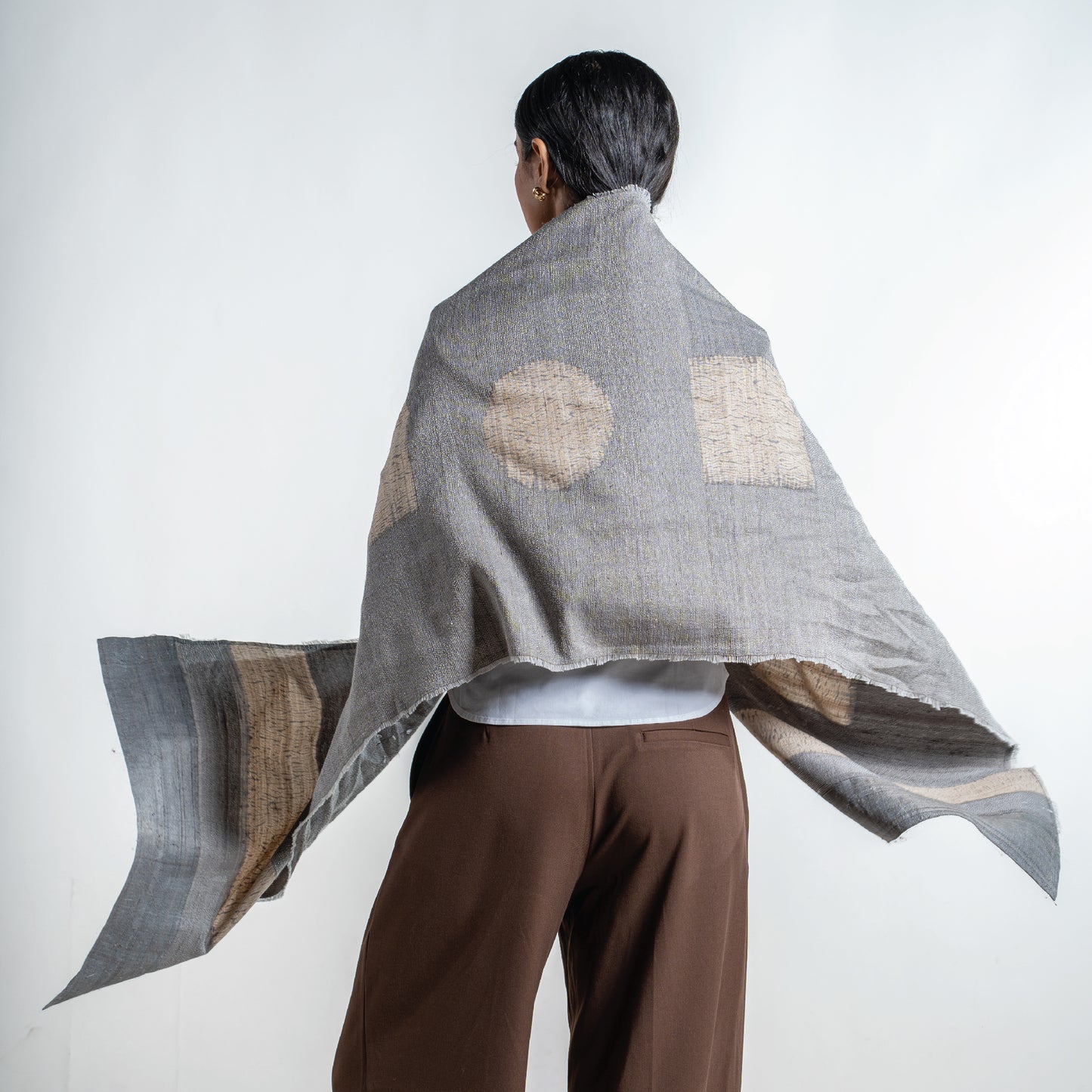 Geometry in Shibori Scarf (with pashmina lining)